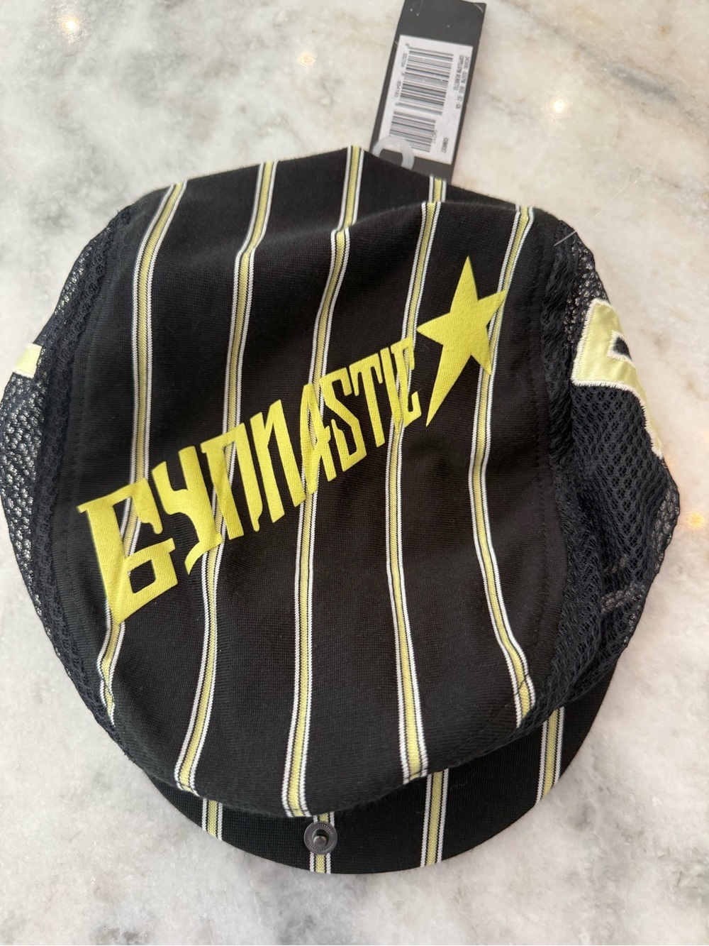 Diesel Gymnast Star Mesh Cycling Cap | NWT | Black/Yellow Stripe | Unisex Rare